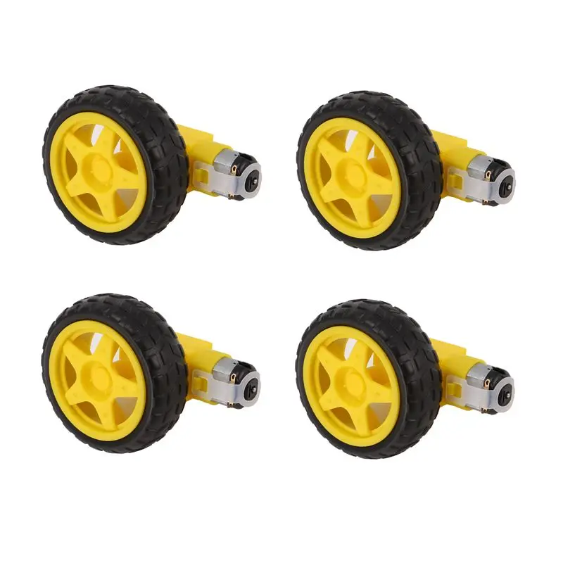A84F-4PCS DC Electric Motor + Plastic TT Motor Tire Wheel Dual Shaft Gear Motor TT Gearbox Engine For Arduino Smart Car