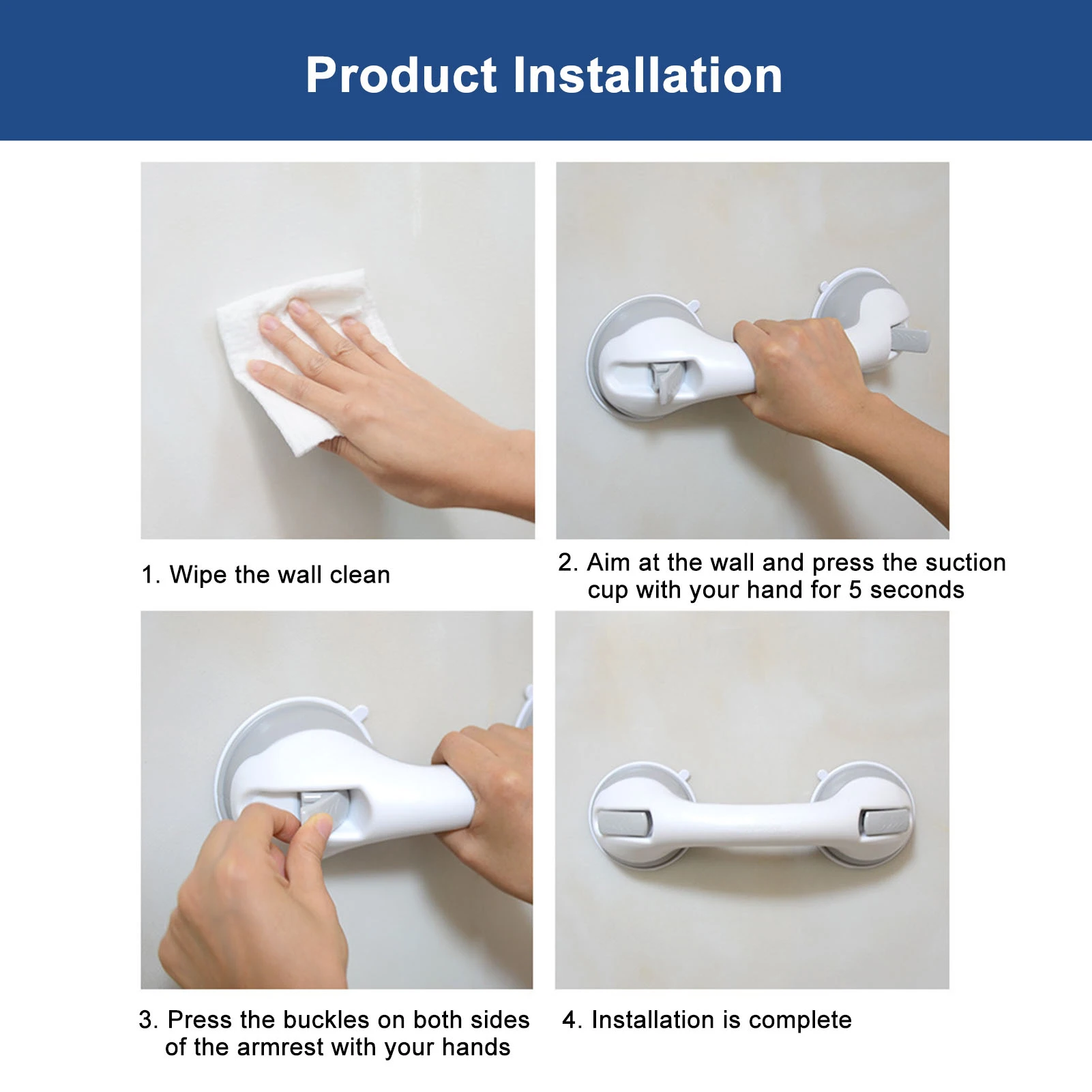 Shower Handle Bathroom Shower Handle With Strong Hold Suction Cup Bath Shower Handle Bath Rail Household For Disabled