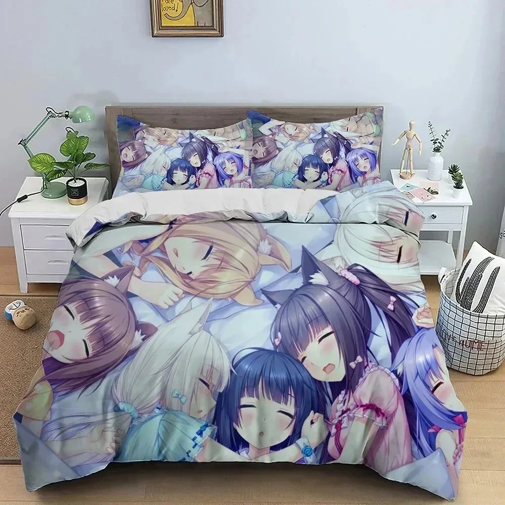 

3D Print Anime Nekopara Sexy Girl Comfortable Duvet Quilt Cover Pillowcase Bedding Set Children Bedroom Decoration Home Textile
