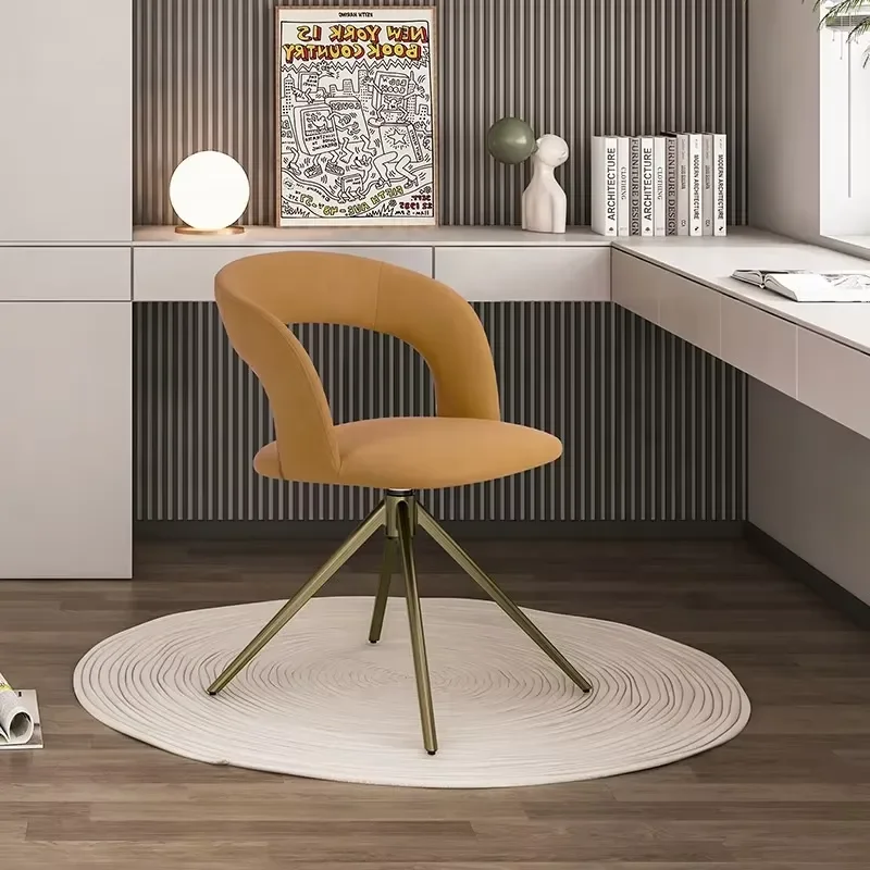Revolving Living Room Chair Luxury High End Backrest Metal Swivel Chair for Study Computer Dressing Meeting Negotiation