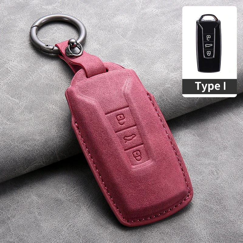 Car Key Cover For VW Volkswagen Touareg 2019 2020 2021 2022 2023 Leather Car Key Case Cover