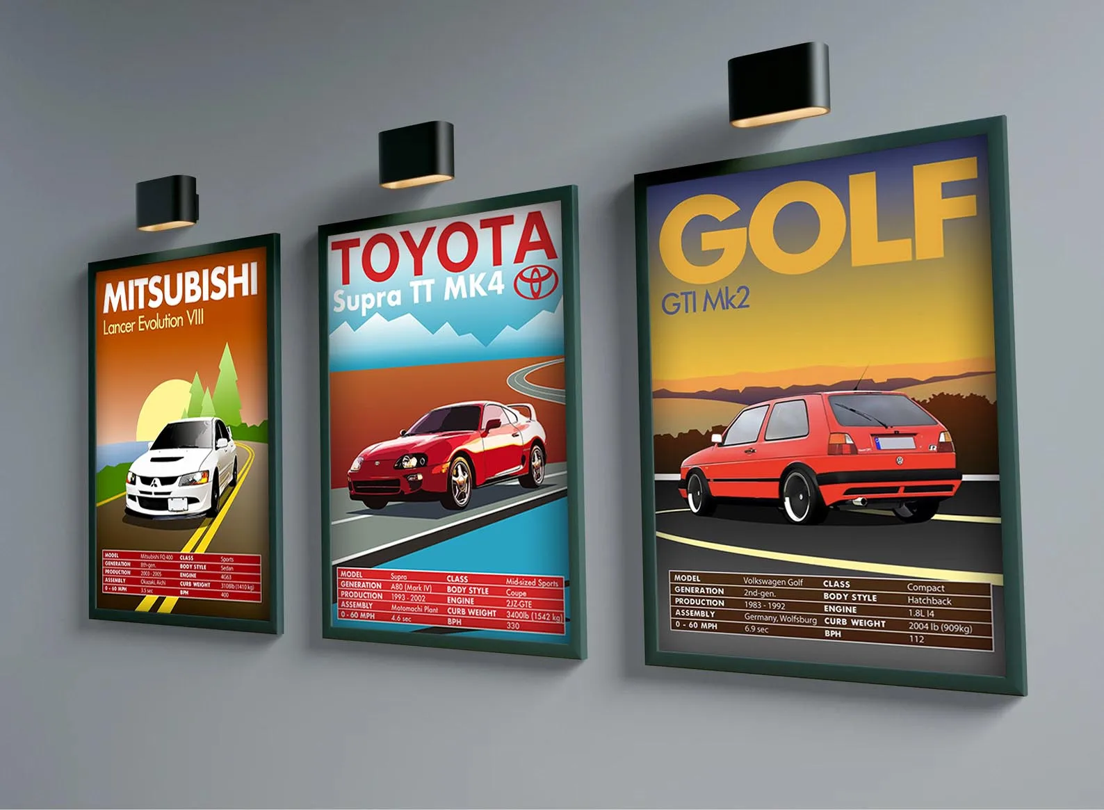 80s Vaporwave Neon Jdm Car Poster Aesthetic Decoration Golf Gtr Canvas Painting For Wall Art Anime Cars City Kawaii Room Decor