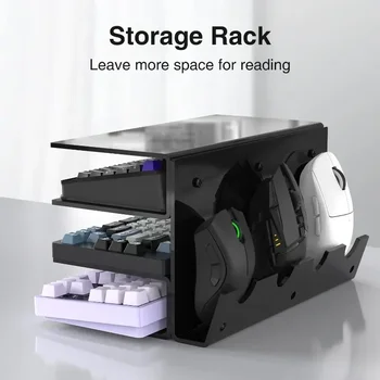 Akrilik dizüstü bilgisayar standı 3 Katlı Mekanik Klavye Depolama Ergonomik Şeffaf Stand Macbook HP Dell Oyun Fare Depolama Rafı