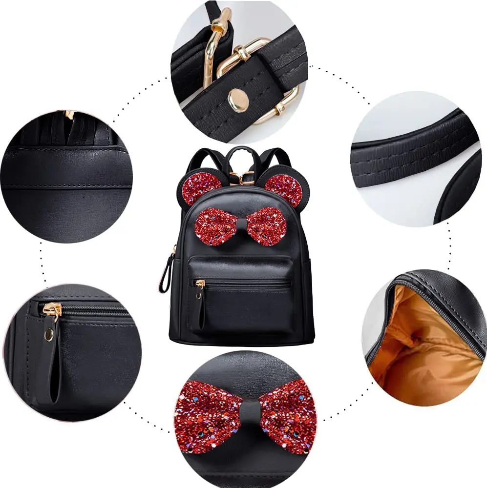 Disney minnie mouse Cutest Toddler Sequin Bow Mouse Ears Bag Mini Traveling Shoulder Backpack for Teen Little Girls