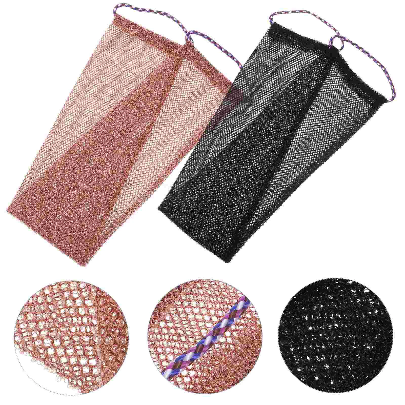 

2 Pcs Towel Drawstring Bath Scrubber for Body Sponge Nylon Exfoliating Cleansing Skin Brush