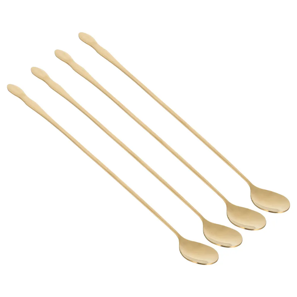 

4 Pcs Mixing Spoon Extended Sautéed Seasoning Spoons Stainless Steel Bartending