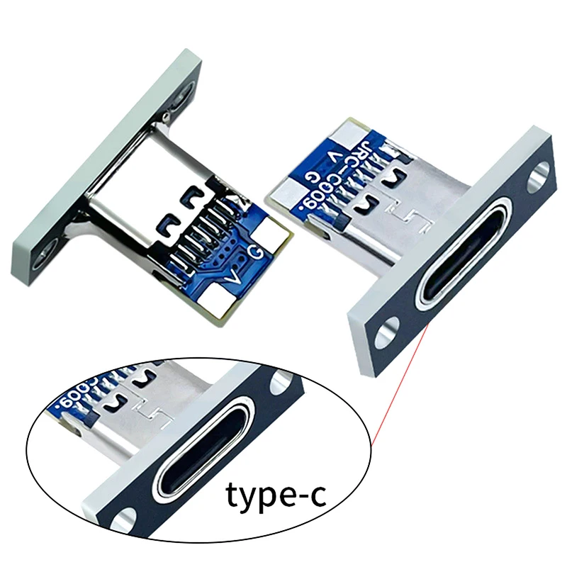 -5Pcs USB 3.1 Type C Socket With Screw Fixing Plate Type-C USB Jack 3.1 Type-C 2Pin 4Pin Female Connector Jack Charging Port