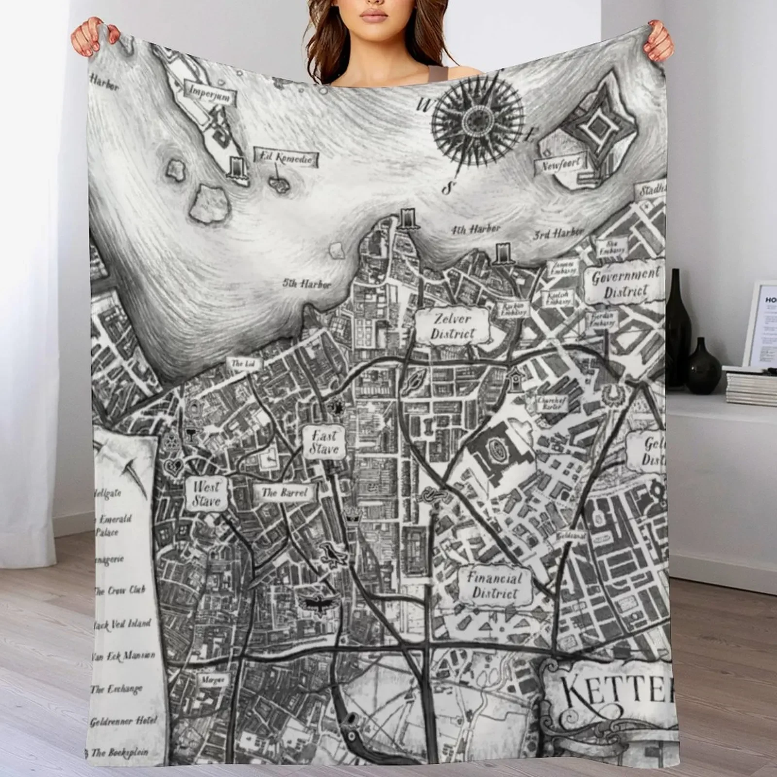 

Ketterdam Map Throw Blanket Durable Warm Blanket for Daily Home Use