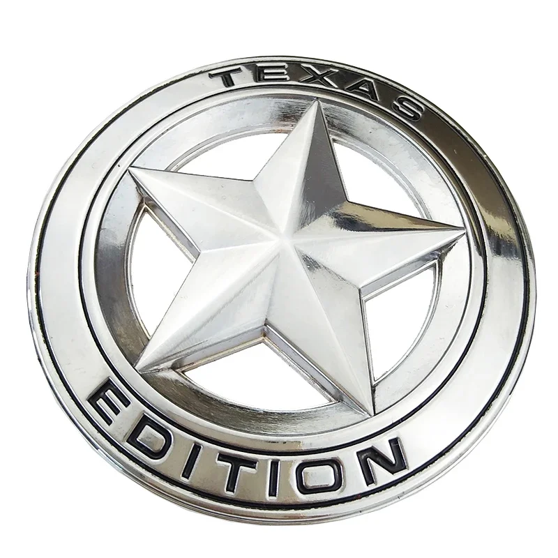 Metal TEXAS EDITION Shield Pentagram 3D Emblem Badge Car Fender Side Tail Body Sticker for JEEP Wrangler Liberty Grand Cherokee