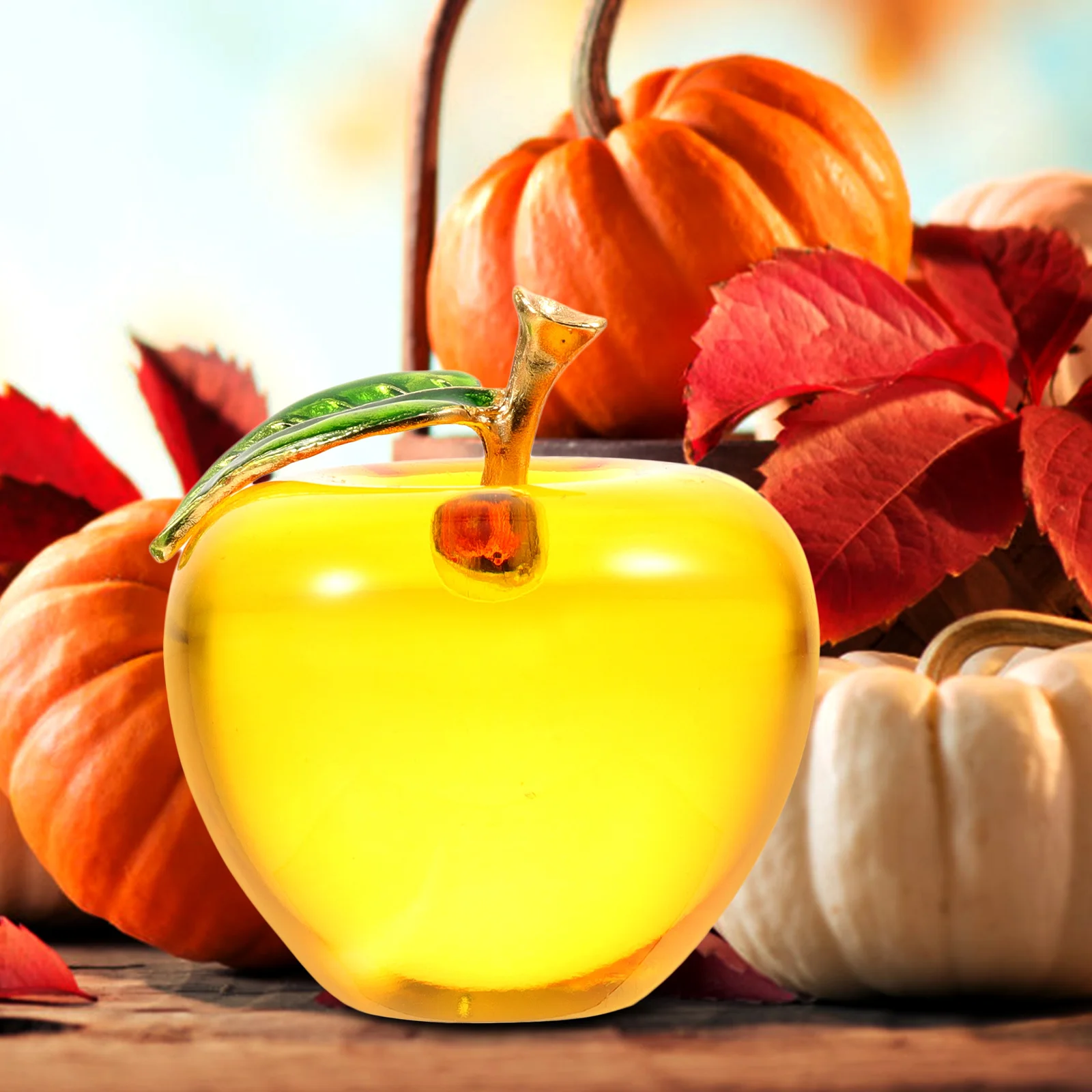 

Simulation Apple Desktop Crystal Ornament Lifelike Tabletop Adornment Decorative Home Decor Crystal Creative Ornament