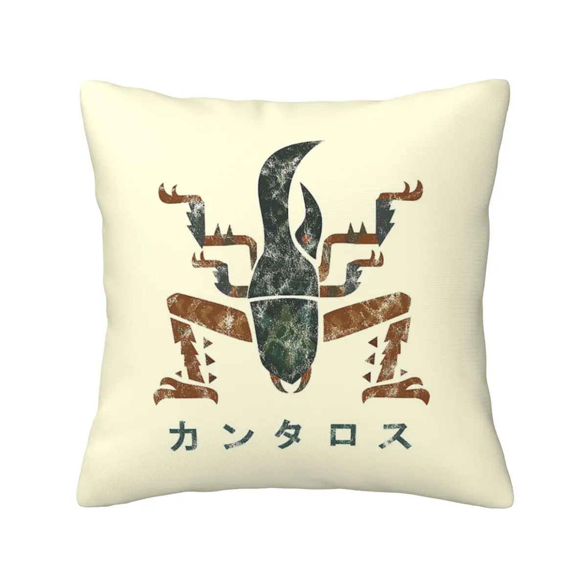 Monster Hunter World Hornetaur Kanji Polyester Cushion Cover Decoration Throw Pillow Case Cover for Bed Double-sided Printing