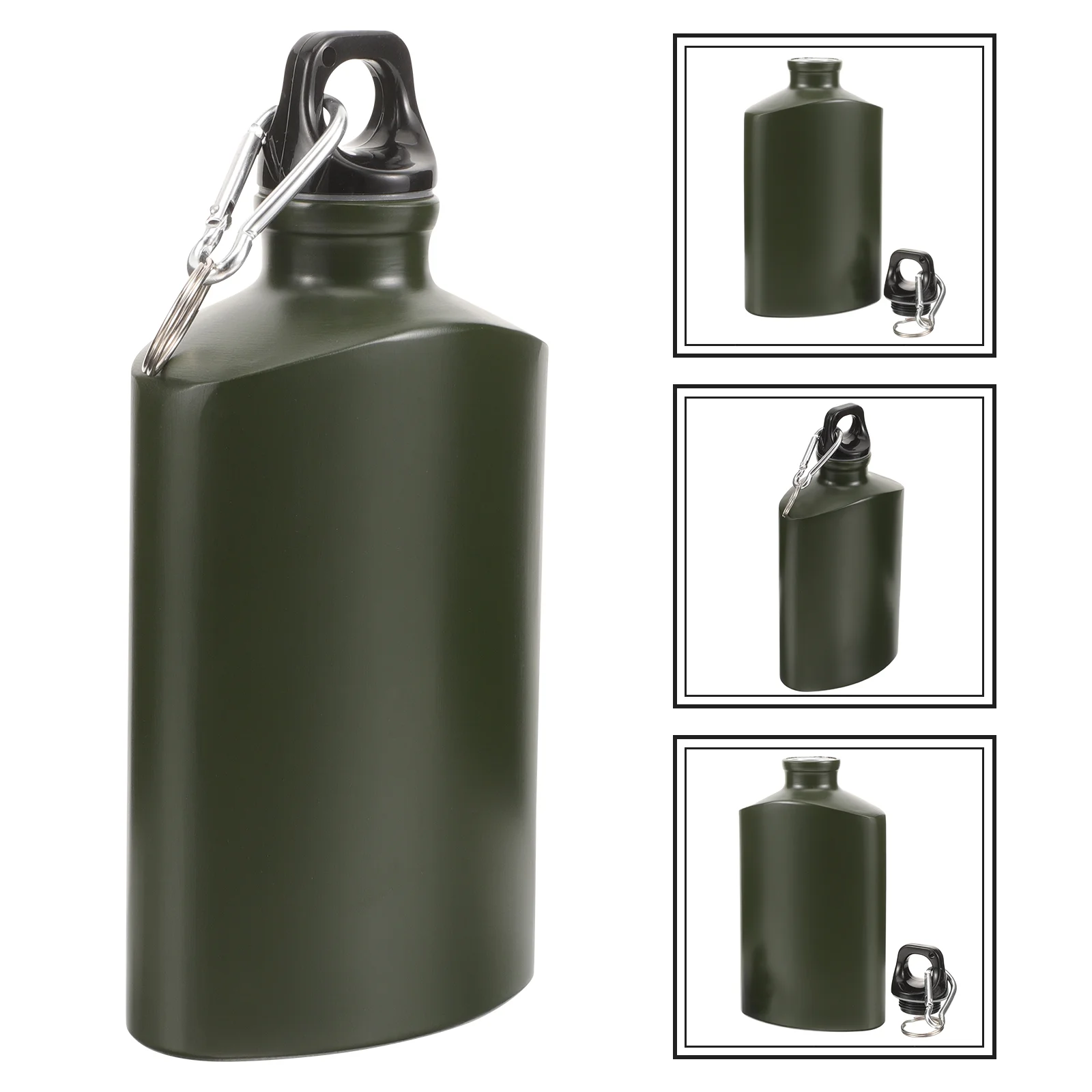 

Camping Water Canteen Aluminum Flat Kettle Hiking Travel Outdoor Supplies Portable 1 Piece (black 500ml) Waterbottle