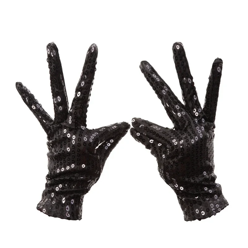 Sequins Stage Performance Props Gloves Adult Halloween Cosplay Dancing Show Fashion Personality Hip Hop Women Men