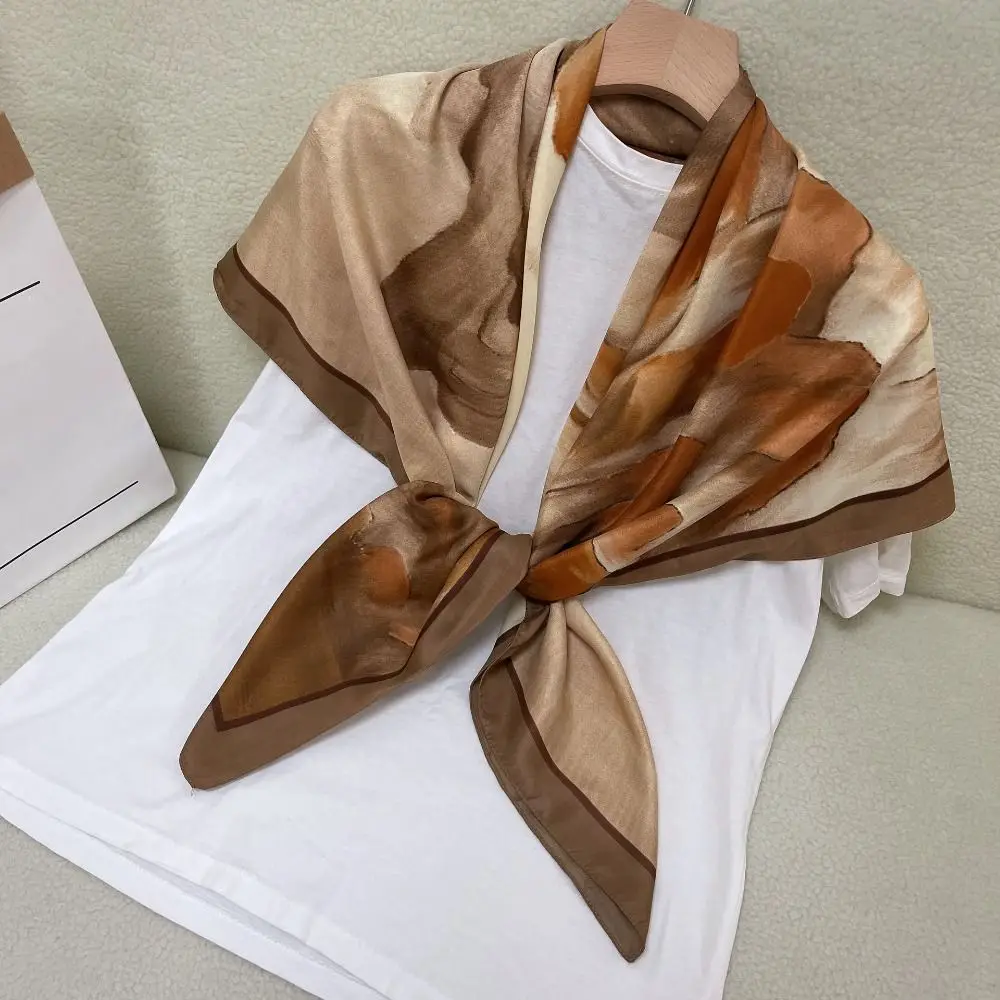 

Большой квадратный платок 110 см, солнцезащитный, с принтом в технике акварельной живописи, для головы и шеи, универсальный, для пляжа, украшение для сумки, для женщин