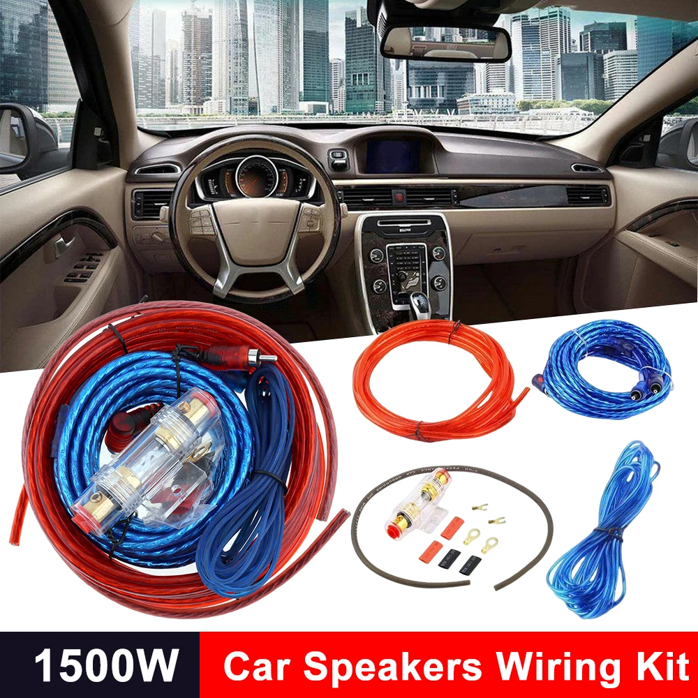 

1500/2000W Car Subwoofer Cable 8GA Car Audio Speakers Wiring Kit RCA Power Cable 60 AMP Fuse Holder Car Audio Line Auto Parts