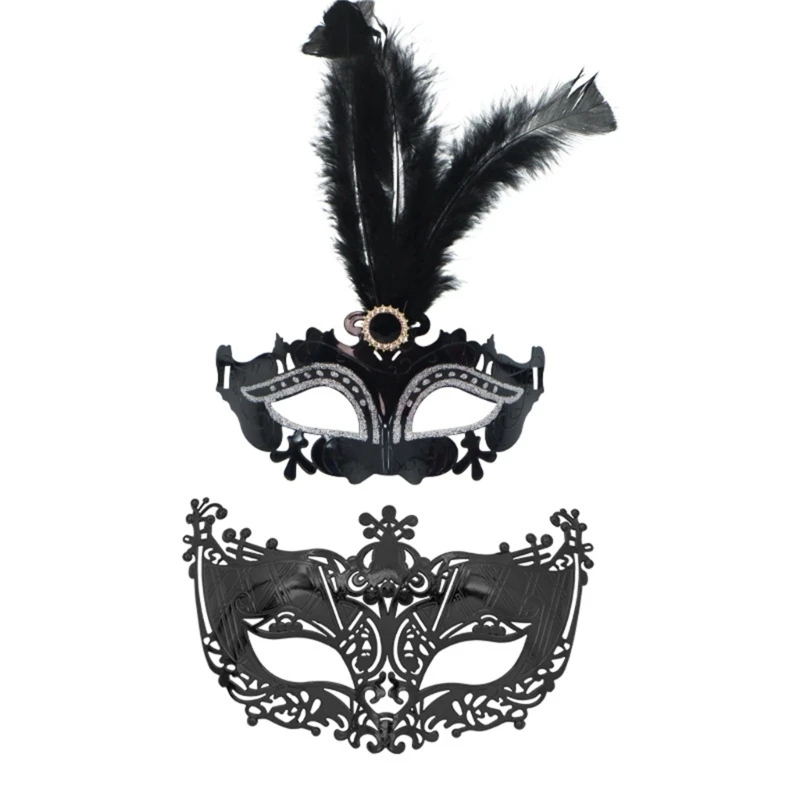 652F Couple Masquerade Mask Venetians Party Mask Halloween Costume Mask Mardi Gras Mask for Couples Women Men Half Face Mask