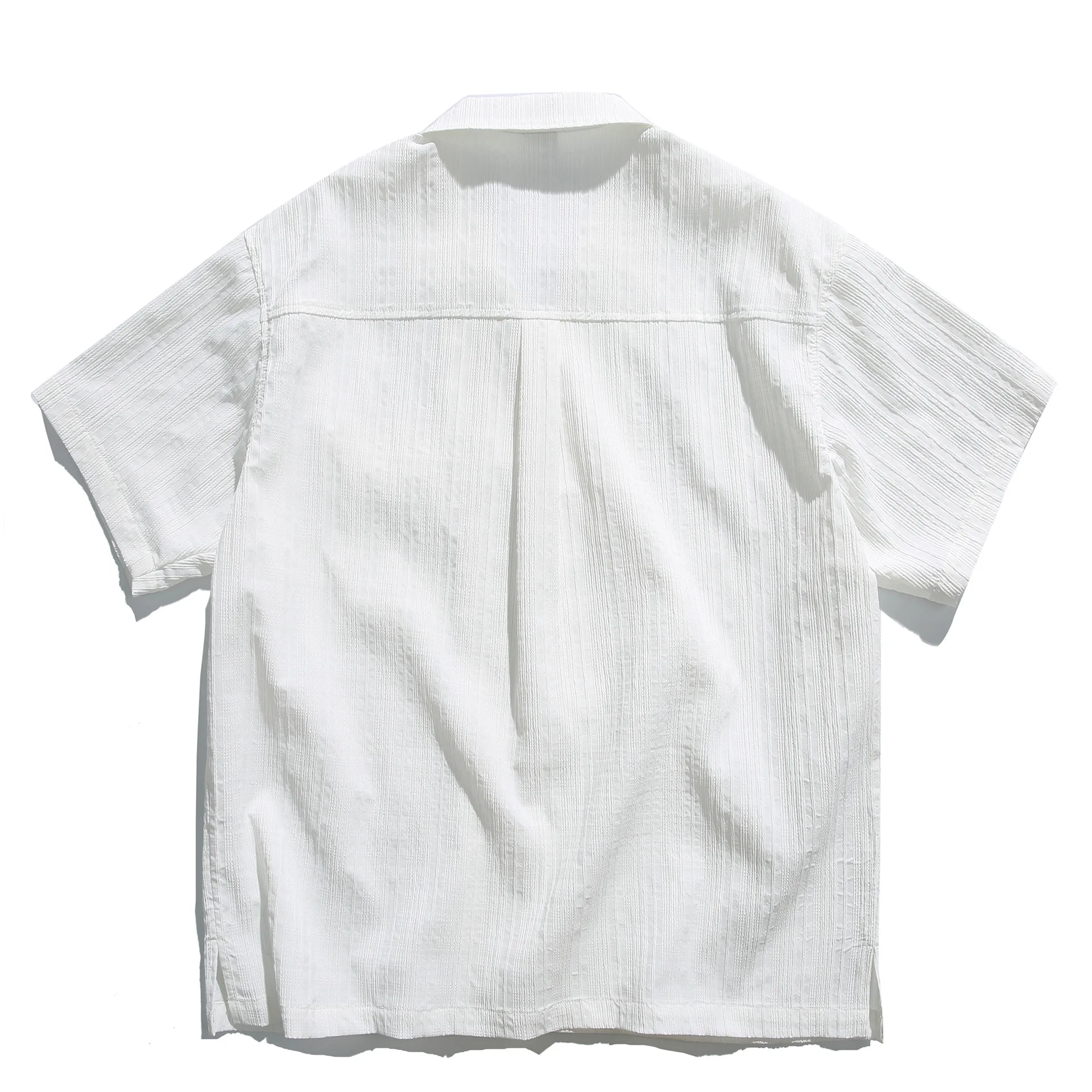 2026 Vacation Style Japanese Retro Workwear Short Sleeved Shirt Men's and Women's Loose Cuban Collar Five Quarter Sleeve Lining