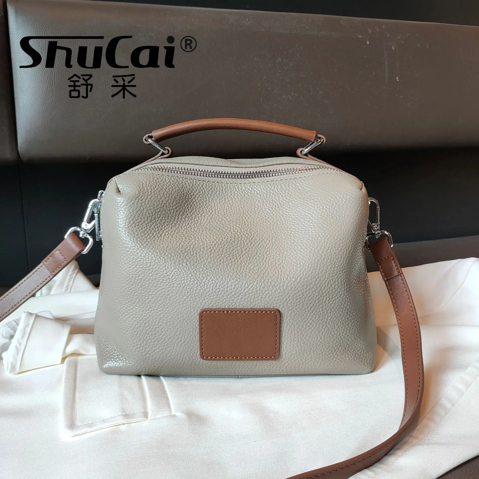 SHUCAI fashion new pelle bovina soft top layer pelle bovina casual semplice pendolare borsa a tracolla monospalla tenuta in mano