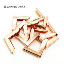 30PCS/Lot 26x26x5mm Rose Gold Metal Book Corners For Photo Albums Menus Folders DIY Scrapbooking Decor Corner Protectors QTG092