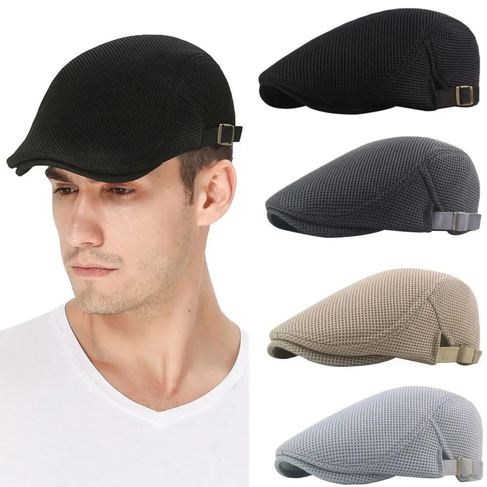 

Fashion Breathable Berets Hat Mesh Newsboy Style Cabbie Flat Cap Casual Summer Peaked Cap