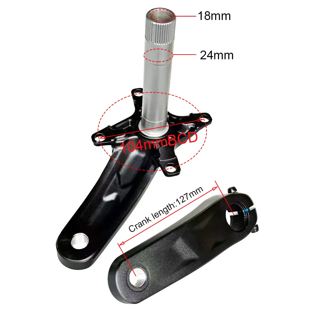 127 Kids Bike Crankset Crank Arm Set 127mm Single Speed Bicycle Crank Narrow Wide Chainring 32/34/36/38/40T 12/14/16/18/20 inch