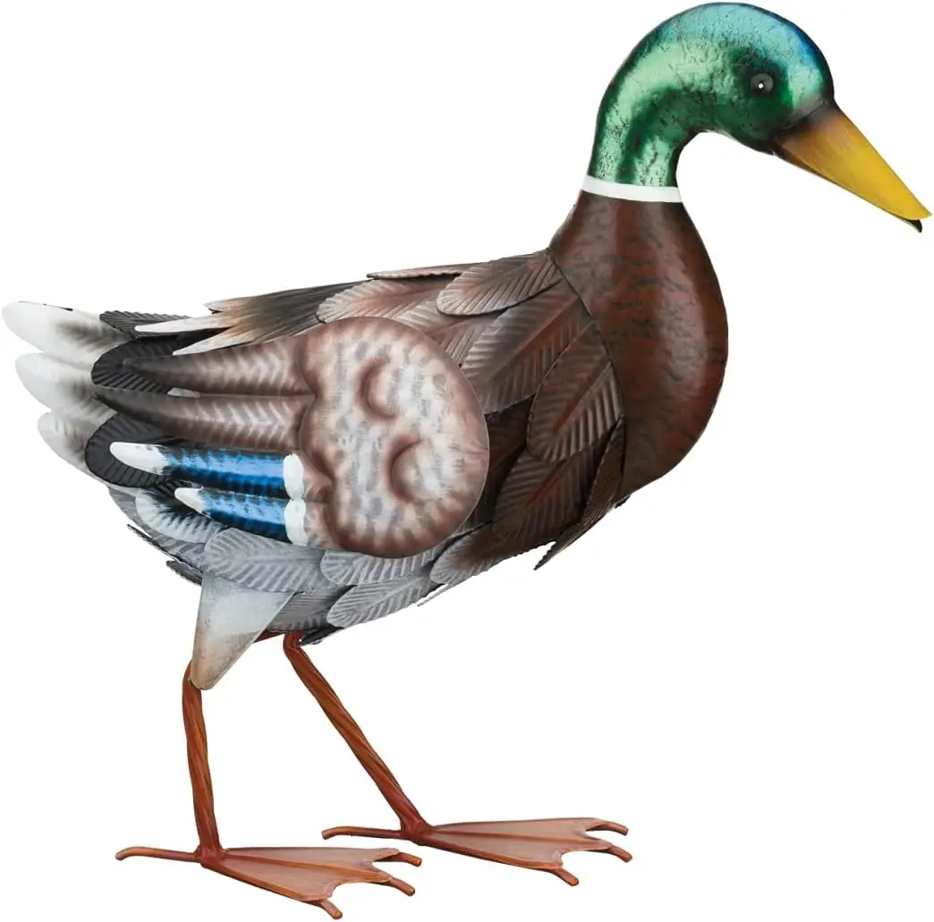 

Gift Mallard 17.75 inches x 7 inches x 15.25 inches Metal Walking Duck - Lawn and Garden Outdoor Statues