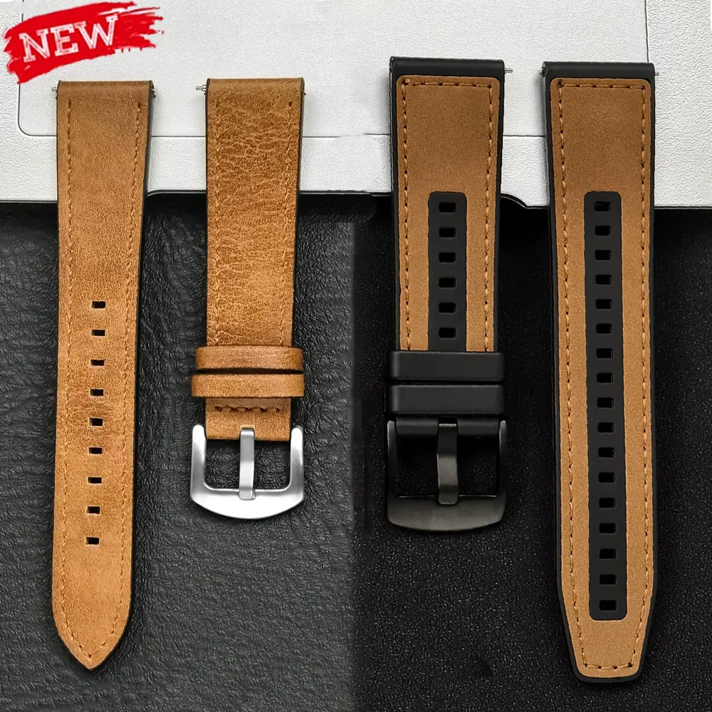 

Кожаный ремешок Pop 20 мм 22 мм для Samsung Galaxy Watch 7/6/5/4 40 44 мм 6 Классический ремешок Винтажный браслет для Redmi Watch 5Lite/Active
