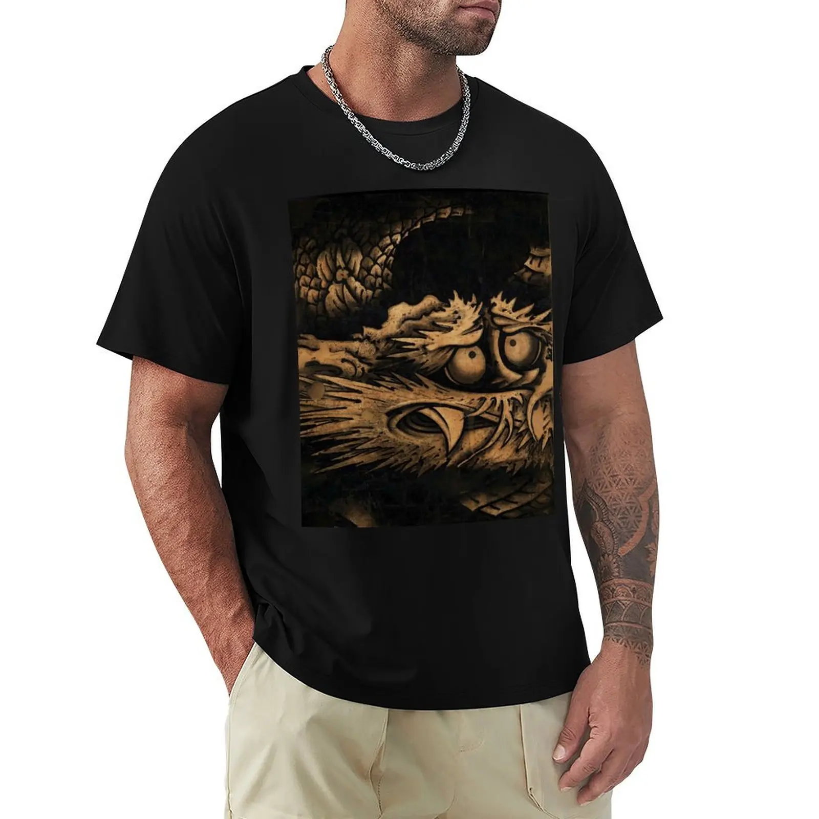 

Dragon and Clouds by Soga Shohaku Traditional Japanese Art Decor T-Shirt Casual Lightweight Short Sleeve Top