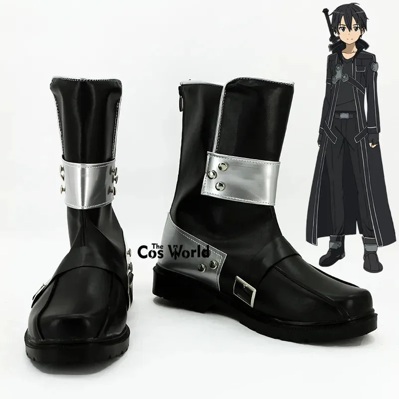 Epee-art-en-ligne-narusaka-kazuto-kirigaya-kazuto-kirito-anime-personnaliser-cosplay-chaussures-plates-bottes