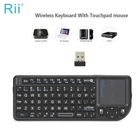 Rii X1 2.4 GHz Mini clavier sans fil claviers anglais/ES/FR avec pavé tactile pour Android TV Box/PC/ordinateur portable