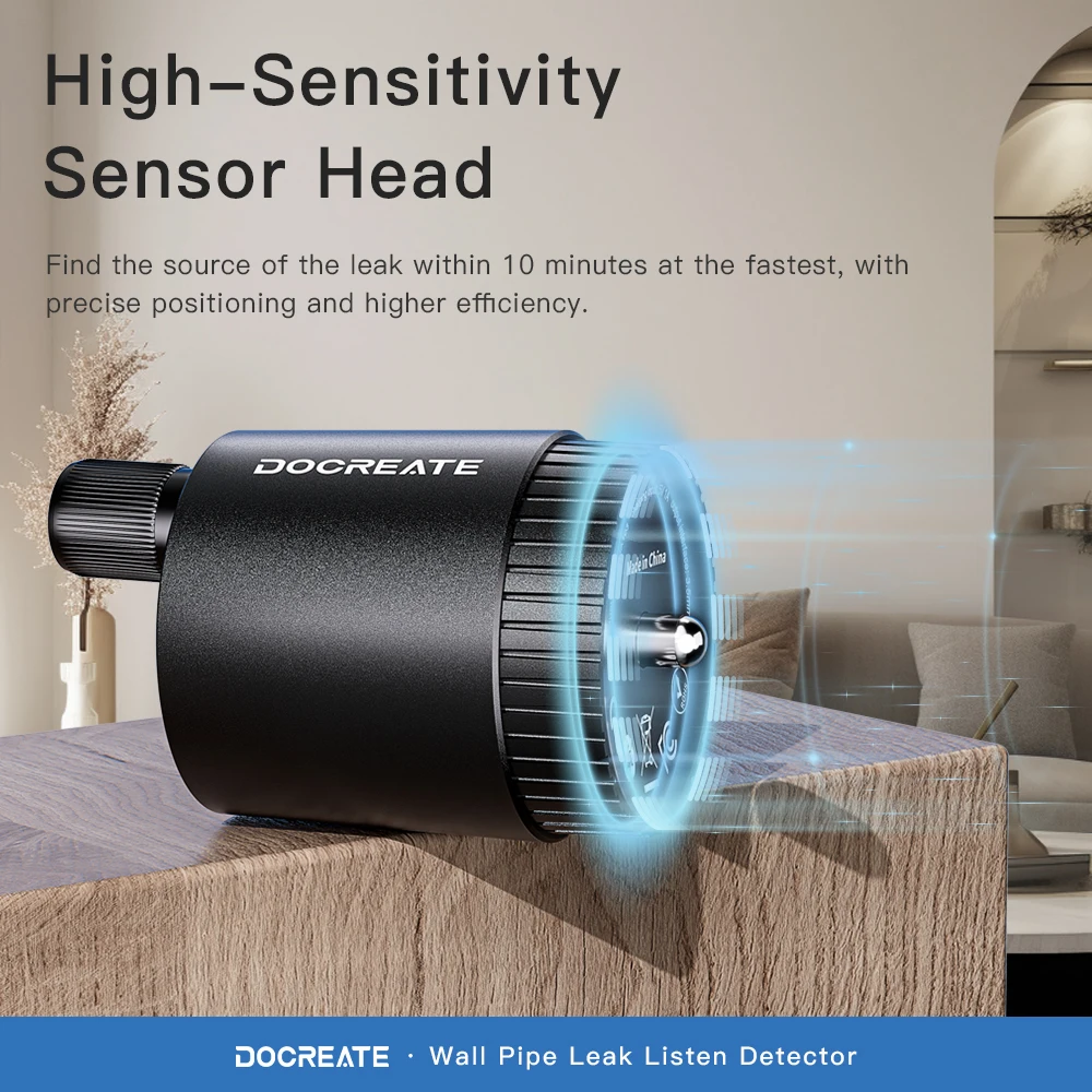 Docreate Mini Leak Detector 13000X Sound Amplifier High Sensitivity Sensor Rechargeable 200mAh For Home Pipe Detection