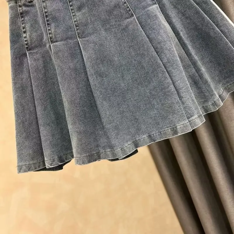 Teen Girl Casual Jean Pleated Skirts Summer Child Girls Denim Skirt Spring Baby Clothes 2023 New