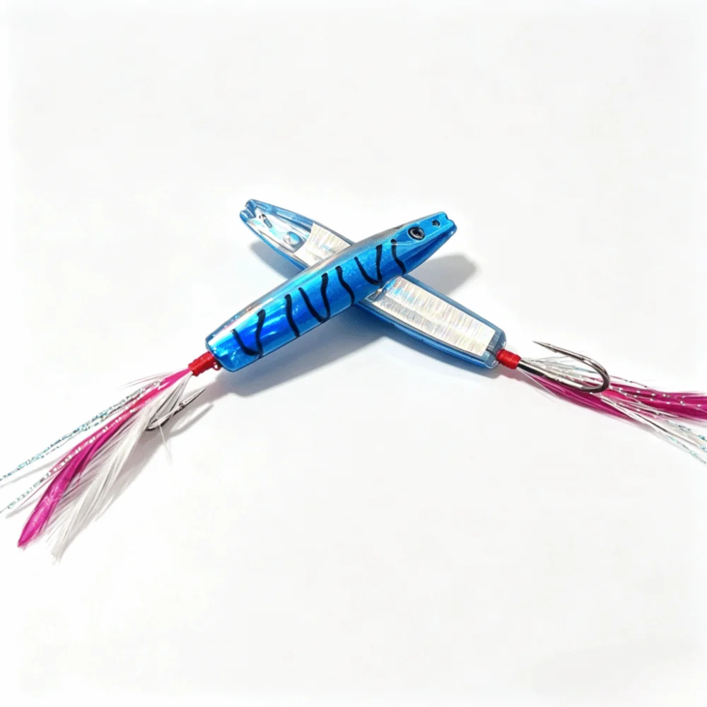 2pcs Feather Bait Fishing Lure Bow Horn Arched Body Artificial Bait Metal Cast Tangle-Free Design Matel Jig Bait Boat Fishing
