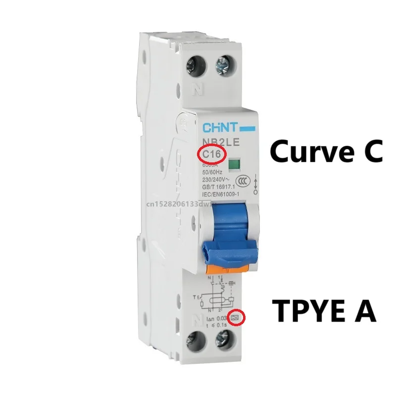CHINT NB2LE Curve B C Typ A AC 1P+N Fehlerstrom betrieben Leckageschutzschalter Leistungsschalter RCBO 30MA 10A 16A 20A