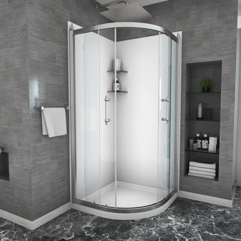 

Framed 36"x75" Chrome Tub Shower Enclosure, 1/4" Glass Panel