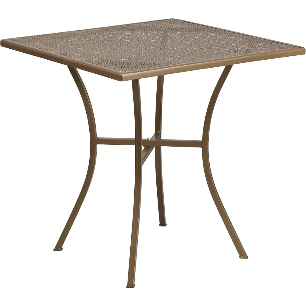 

Oia Commercial Grade 28" Square Gold Indoor-Outdoor Steel Patio Table