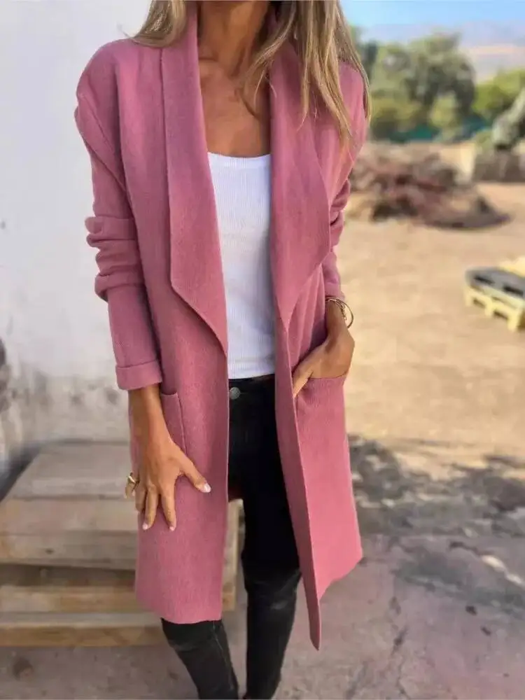 Knitted Cardigan Thin Tweed Women's Fresh And Sweet Style Simple Long-Sleeved Lapel Coat 2026