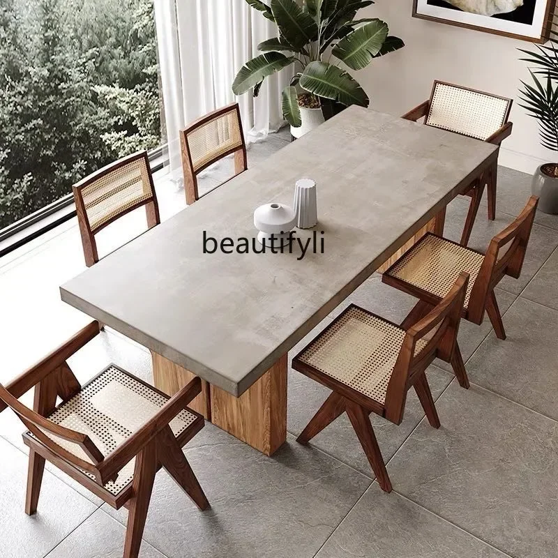 Solid wood light luxury conference table minimalist workbench simple long desk household dining table