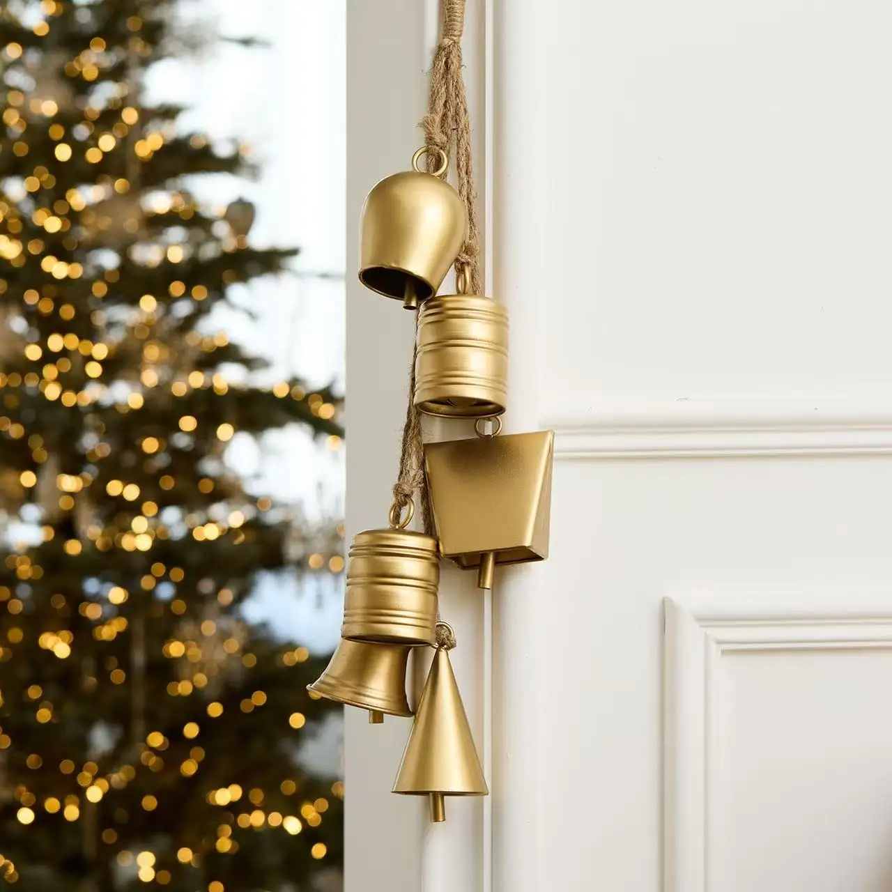 

2025 Retro Brass Bell for Christmas Decorations Iron Wind Chime Home Office Ornaments Navidad Tree Hanging Decors Natal Pendants