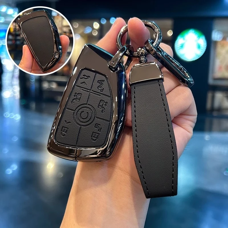 

For Buick 2025 GL8 ES Lusun Zinc Alloy Key Case & Genuine Leather Keychain
