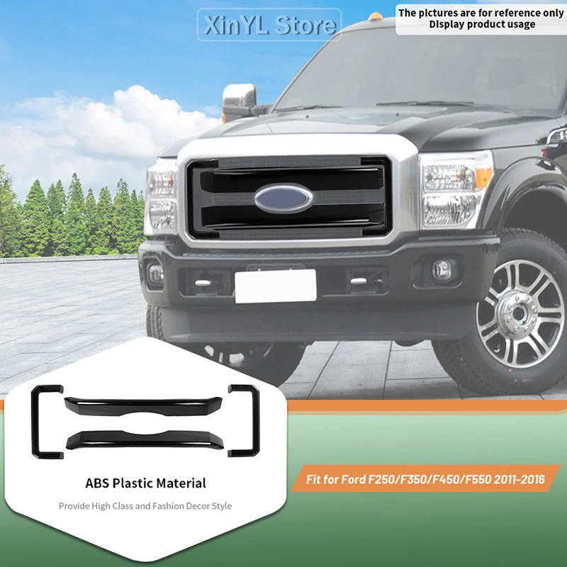 

For F250/F350/F450/F550 Grill For F-150 2011-2016 Front Grill Trim Cover Front Bumper Grilles ABS Accessories