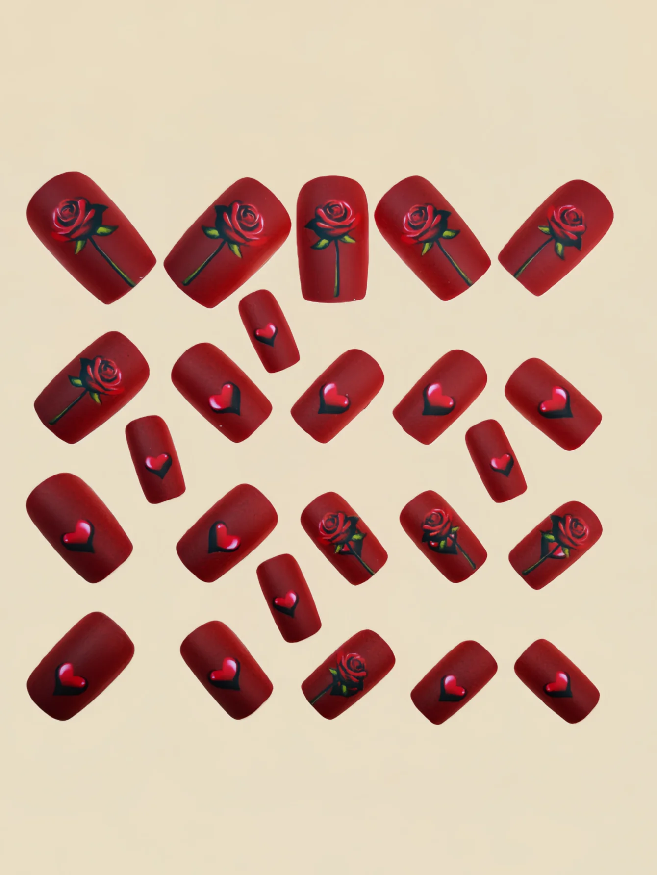 24 Stück Valentinstag Nail Art Rotes Herz Rose Nägel Romantisches Datum Nail Art Damen tragen Nägel Valentinstag Romantisches Geschenk Reusa