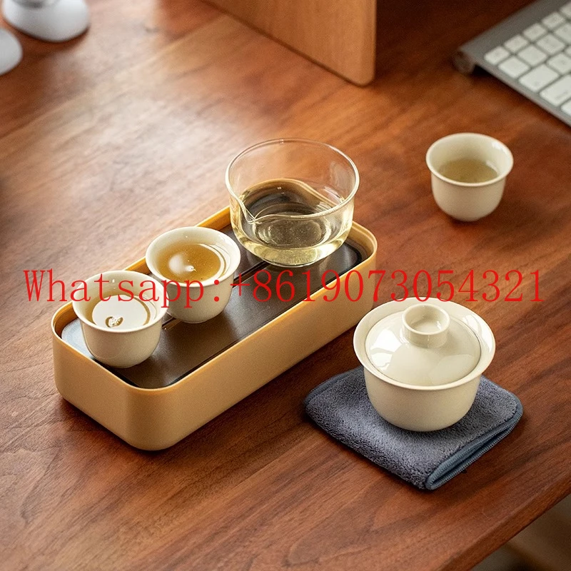 

Портативный дорожный чайный сервиз, керамическая крышка для приготовления чая на открытом воздухе, чашка для чая и экспресс-чашка для одного человека.