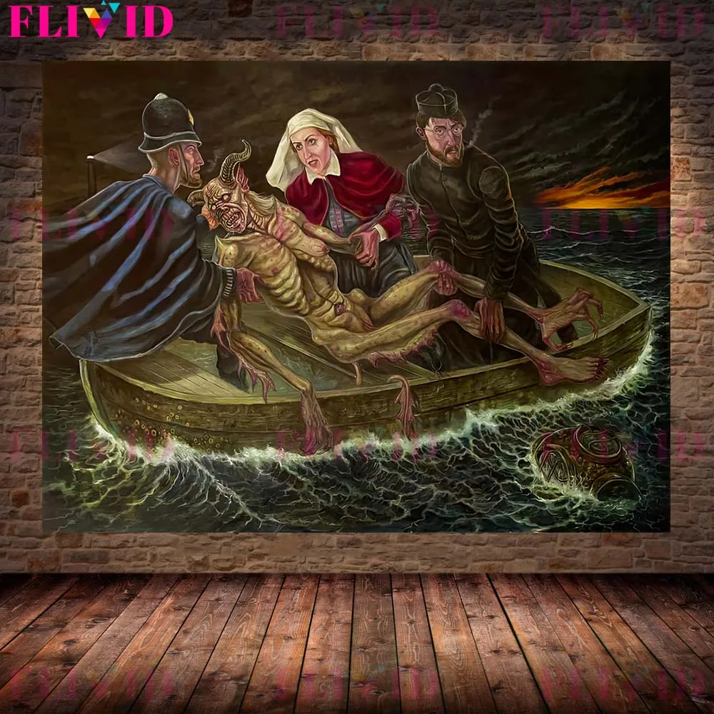Believers And Demons Vintage Wall Art Canvas Painting Devil's Battle Abstract Retro Poster And Print For Living Room Decoraiton