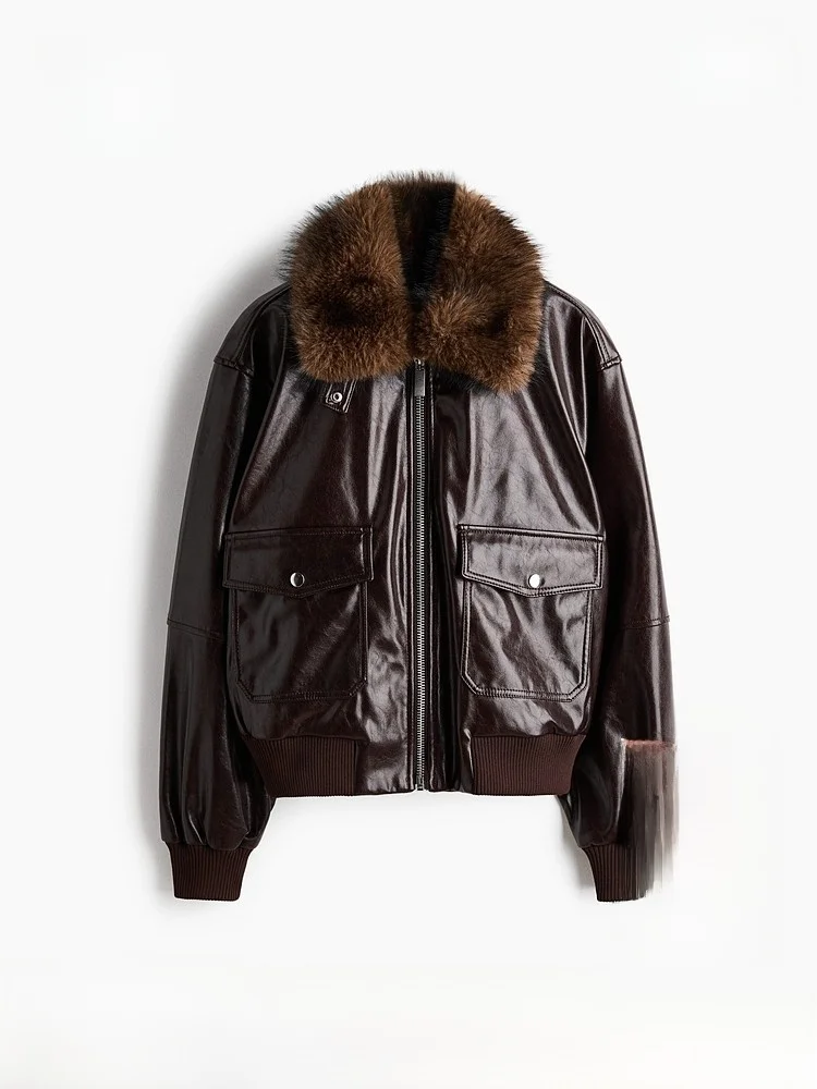 Nova Coleção Primavera: Jaqueta Feminina H&M Retrô Curta de Couro PU - Ideal para Jovens e Adultos