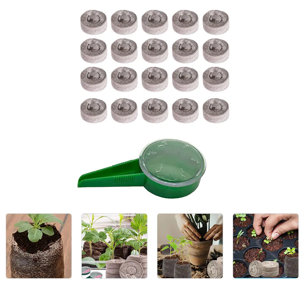 

1Set Nursery Nutrient Soil Peat Pellets with Seeder 50 Compressed Peat Blocks for Vegetable Flower Seedling Plant Starters