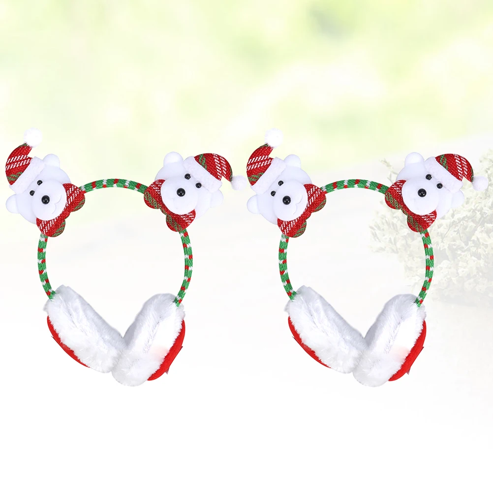 

2pcs Christmas Bear Ear Muffs Warm Ear Covers For Winter Kids Adults Party Carnival Costume Gift Family Fun Headwear Accessory