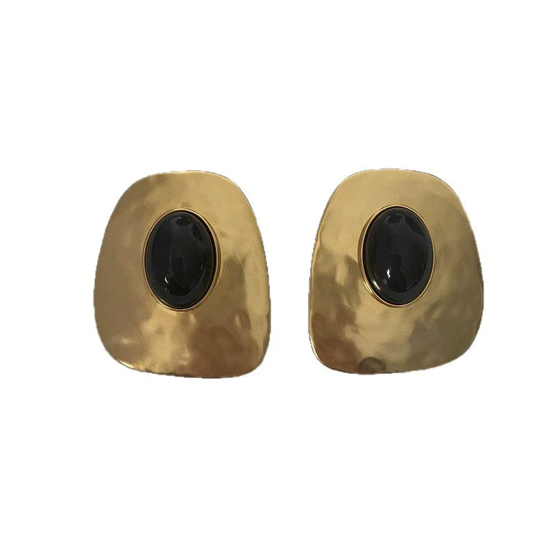 Boucles d'oreilles Vintage en résine noire pour femmes, bijoux géométriques en métal, personnalité européenne et américaine, fête exagérée, bijoux lourds, cadeaux