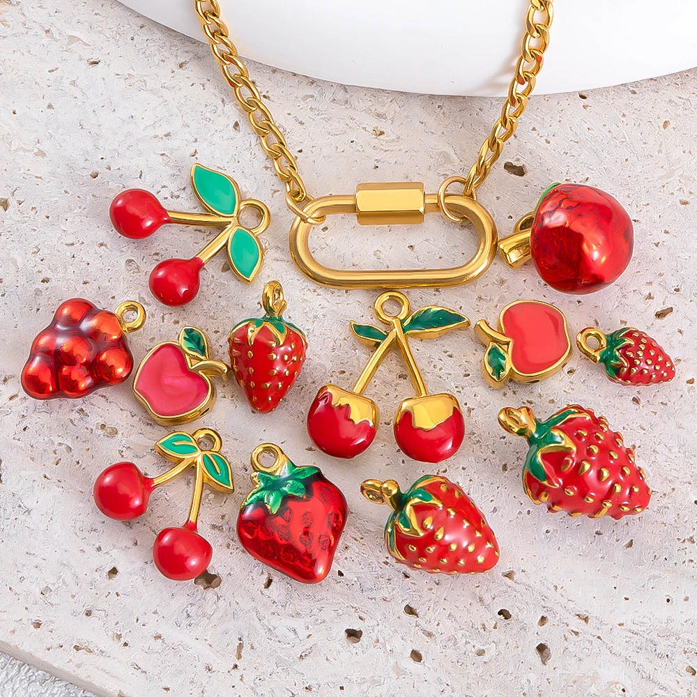 Stainless Steel Pendant Series Summer Fruit Pendant Multiple Choice Earrings DIY Necklace Jewelry Accessories