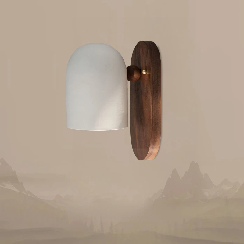 

2024 Walnut Wood Iron, Simple Modern Wabi-sabi style, Wall Sconce for Bedroom, Bedside, Living, Dining Room, Corridor Aisle